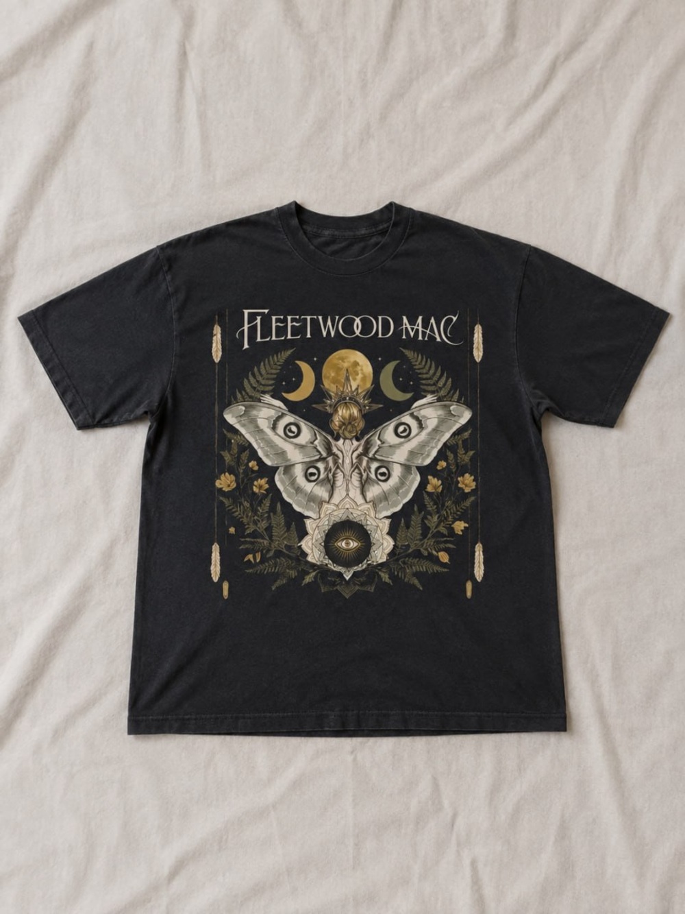 Fleetwood Mac Moth Gildan Black Graphic Tee